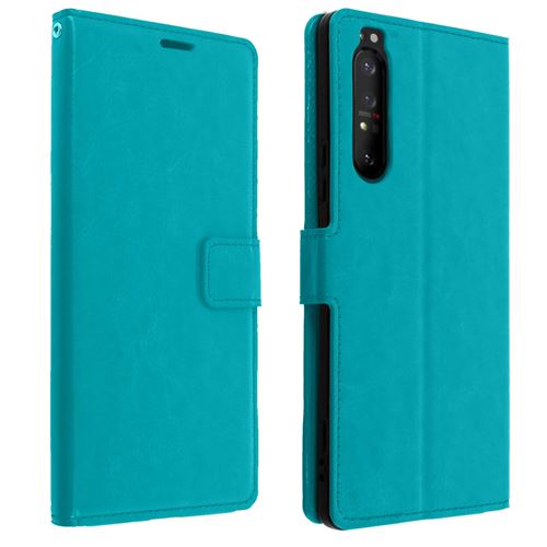 Etui pour Sony Xperia 1 II avec Porte-carte Fonction Support Vintage Bleu