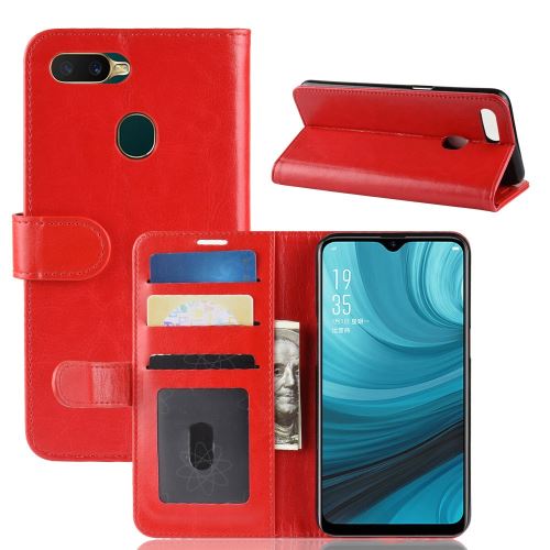 Etui en PU support de cheval fou rouge pour votre Oppo A7/AX7