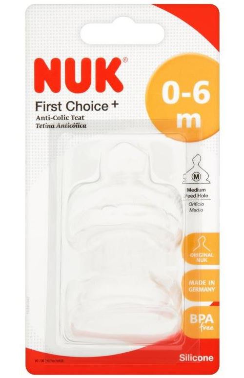 NUK Tetines en Silicone - Lot de 2 - 0-6m - Grand trou