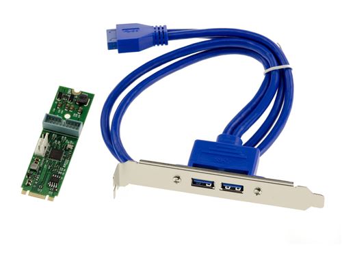 Carte M.2. - 1 port USB 3.0 19 pin Pour port M2 de type PCIe, clé M ou B+M Pour port M2 de type PCIe, clé M ou B+M