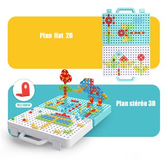 Symiu Mosaique Enfant Puzzle 3D Construction Enfant Jeu Montessori Kit  Mosaique 223 Pcs pour Enfant Fille Garcon 3 4 5 Ans 