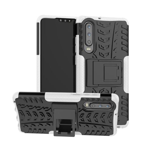 Coque en TPU hybride antidérapant avec béquille blanc pour votre Huawei P30