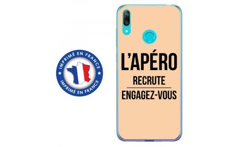 Coque souple pour Huawei Y7 (2019) avec impression Motifs l'apéro recrute beige