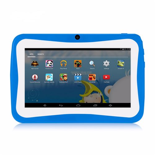 7 pouces Tablette pour enfants Résolution 1024 * 600 Connexion WiFi avec étui en silicone - Bleu