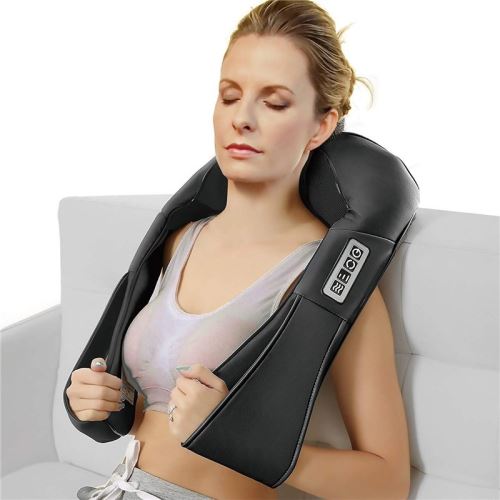 4D Shiatsu Cervical Dos et Cou Masseur Chle Rouleau lectrique Dispositif De Chaleur De Voiture Maison Infrarouge Chauffe Vertbr Massage Chle