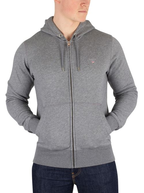 Gant Homme Sweat à capuche zippé d'origine, Gris