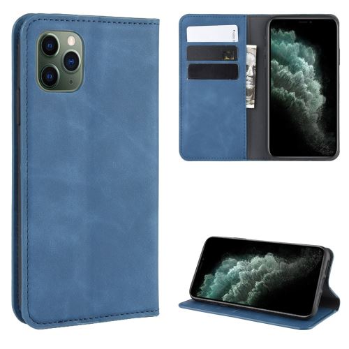 Etui en PU toucher soyeux avec support bleu pour votre Apple iPhone 11 Pro Max 6.5 pouces