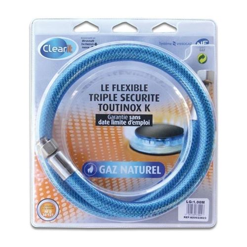 Tuyau flexible pour gaz naturel triple sécurité Vissinox a embouts mécaniques - 1 m