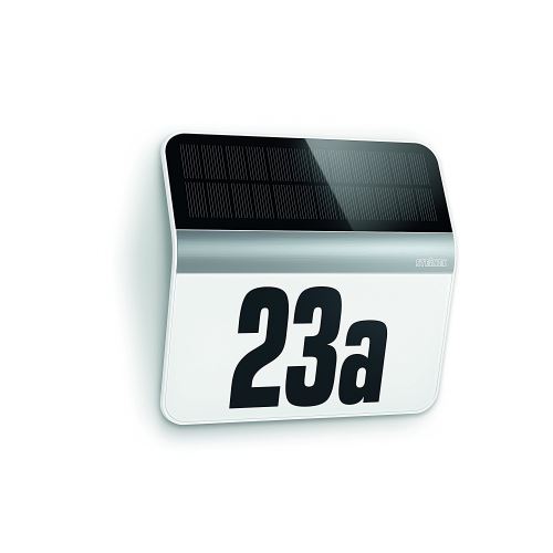Steinel XSolar LH-N acier affiné- Numéro de maison éclairé sans courant - luminaire extérieur solaire à LED