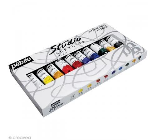 Coffret peinture acrylique - P&eacute;b&eacute;o Studio Acrylic 20 ml- 10 tubes