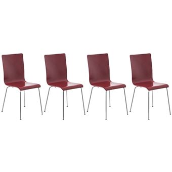 Lot de 4 chaise de conference ovegna en bois non pliable interieur H. 87 cm rouge - 1