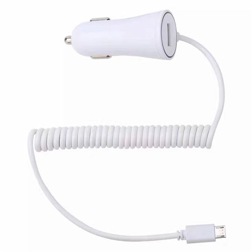 Cable Chargeur Allume Cigare Micro-USB pour WIKO Jeery 3 Smartphone Android Port USB Prise Voiture Universel (BLANC)