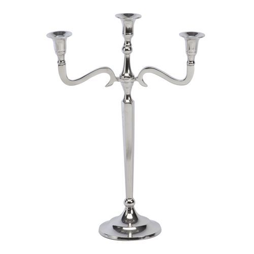 Grand bougeoir chandelier 3 branches en aluminium- argent