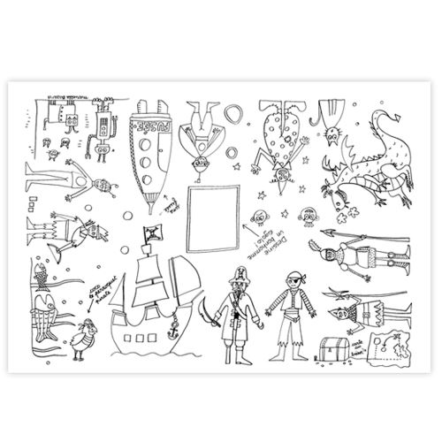 Nappe à colorier : pirate, chevalier, robot... label tour