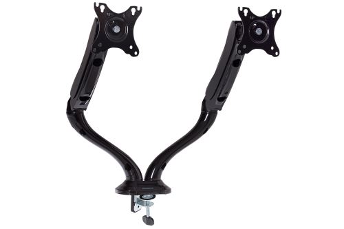 ProperAV Support bureau à 2 bras pivotant avec ressort à gaz pour moniteurs PC 19 à 27 VESA max de 100x100