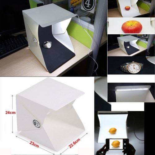 Mini Studio de Photo pliable Éclairage LED 24.5*23.8*22.3cm Blanc