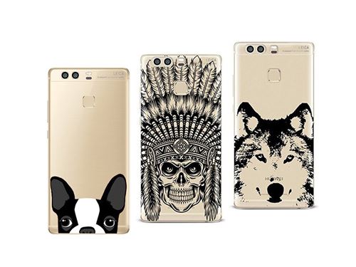 Huawei P9 - Pack de 3 Coques souples et résistantes anti choc avec impression gravée de qualité pour Huawei P10