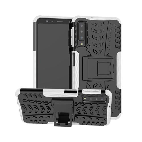 Coque en TPU hybride 2-en-1 à dessin de pneu blanc pour votre Samsung Galaxy A7 (2018) A750