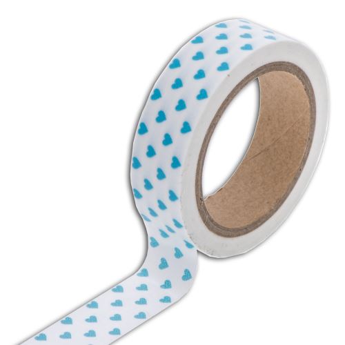 Masking tape cœurs bleu - 10 m