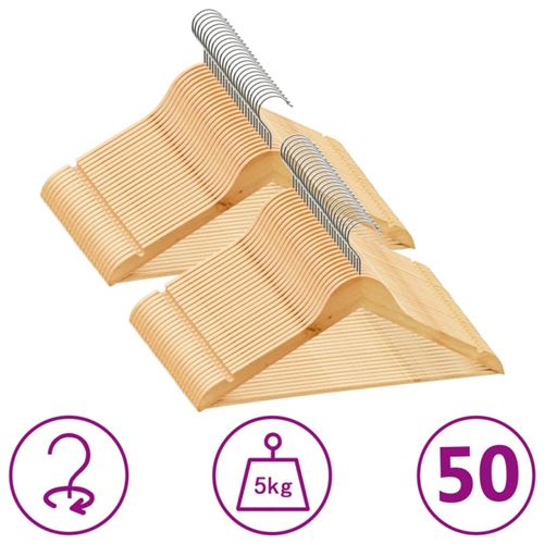 Cintres antid&eacute;rapants 50 pcs Bois dur