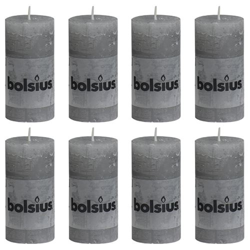 Bolsius Bougies pilier rustiques 8 pcs 100x50 mm Gris clair