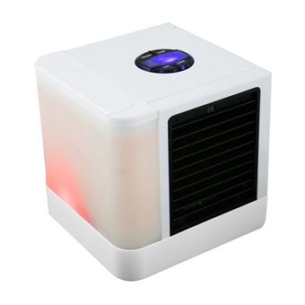 Ventilateur rafraichisseur d'air mini cube avec LED multicolore