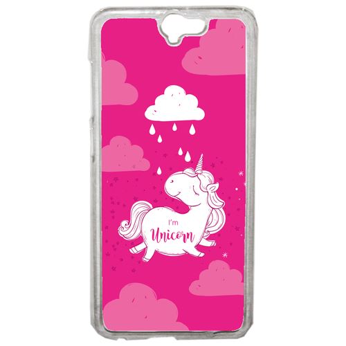 Coque Unicorne Nuage Fond Rose Fushia Compatible One A9 Transparent