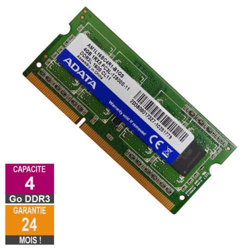 Barrette Mémoire 4Go Ram Ddr3 Adata Am1L16Bc4R1-B1Gs So-Dimm Pc3L-12800S 1Rx8 691740-001