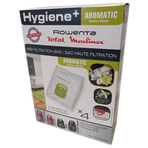Boite de 4 sacs hygiene+aromatic Aspirateur ZR200940 ROWENTA TEFAL 