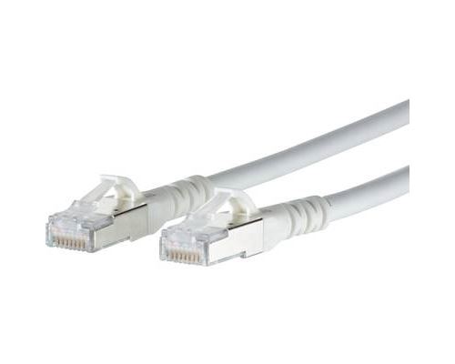 Metz Connect 1308451588-E RJ45 Câble réseau, câble patch CAT 6a S/FTP 1.50 m blanc avec cliquet dencastrement