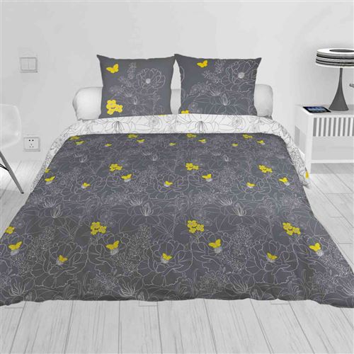 Parure de lit Lisa anthracite 240x220 cm