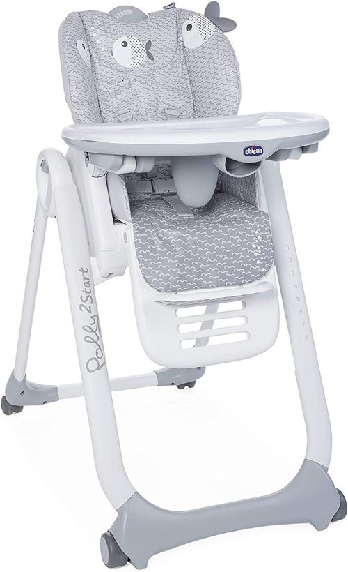 Chicco chaise haute Polly 2 Start 91-110 cm acier gris