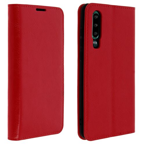 Étui Huawei P30 Housse Folio Cuir Support Vidéo rouge