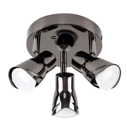 MiniSun Plafonnier / applique Ronde, 3 spot. Contemporain et fini en chrome foncé. Orientable & compacte. Vendu sans ampoules