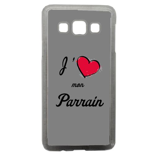 Coque J'aime Mon Parrain Gris Compatible Samsung Galaxy A3 Transparent