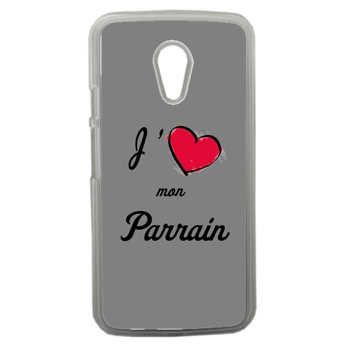 Coque J'aime Mon Parrain Gris Compatible Motorola Moto G2 Transparent