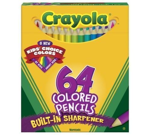Crayola Boîte De 64 Crayons De Couleur Comprend 8 Crayons De Couleur Courts Enfants Au Choix De La Couleur (Lot de 2)