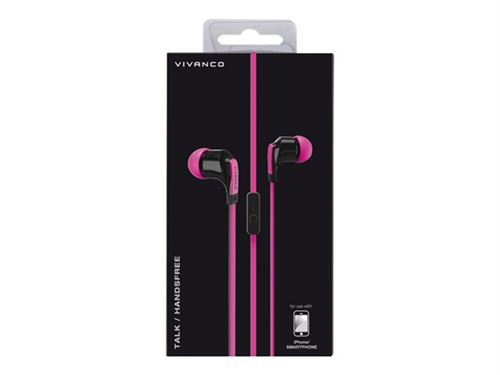 Vivanco TALK - In-ear hoofdtelefoons met micro - inwendig - met bekabeling - 3,5 mm-stekker - roze