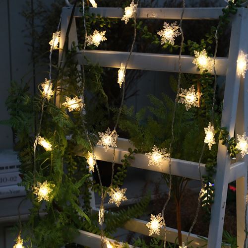 Guirlande Lumineuse 1M LED avec 10 LED Flocon de neige pour Noël Soirée Mariage Maison Jardin, Blanc Chaud [Batterie alimenté]
