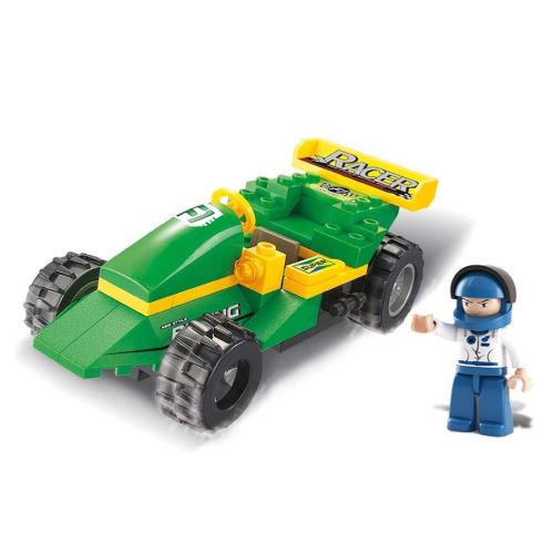 Jeu de construction brique emboitable sluban town voiture de course m38 b0172 pilote articulé