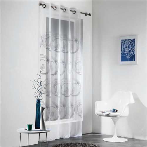 panneau a oeillets 140 x 240 cm voile brode fils argent manolo