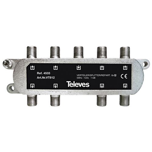 Televés F3144533 Répartiteur Catv 11 Db / 5-1000 Mhz - 8 sorties