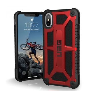 UAG Rugged Case for iPhone Xs / X [5.8-inch screen] - Crimson Monarch - Coque de protection pour téléphone portable - polycarbonate, caoutchouc, Cuir de surface - cramoisi - pour Apple iPhone X, XS - 1