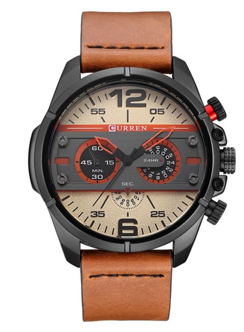 OHP Montre Homme Quartz Brun+Jaune Sport CURREN 8259