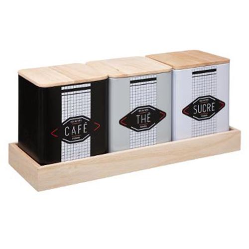 Lot de 3 Boîtes & Plateau Cadence 34cm Multicolore