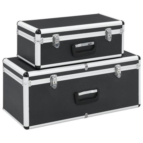 Vidaxl Noir Boîtes De Rangement 2 Pcs Aluminium - Image 1