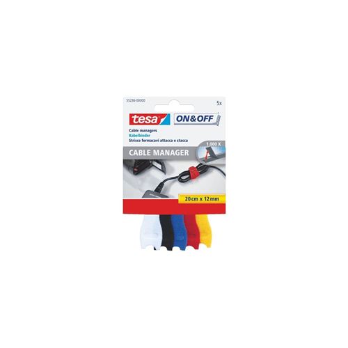 Tesa - organisateur de c&acirc;bles x 5 couleurs assorties BD-410113