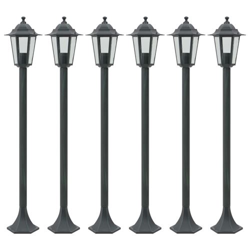 vidaXL Lampe de jardin à piquet 6 pcs E27 110 cm Aluminium Vert foncé