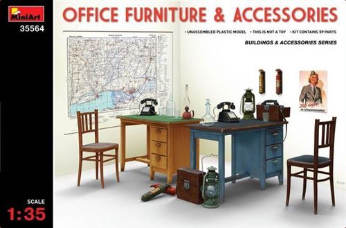 Mini Art Office Furniture & Accessories - 1:35E - Miniart - Image 1