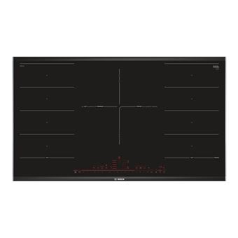 Bosch Serie | 8 PXV975DV1E - Table de cuisson à induction - 5 plaques de cuisson - Niche - largeur : 88 cm - profondeur : 49 cm moulures facettées avant et arrière, - avec garnitures latérale en acier inoxydable - noir - 1